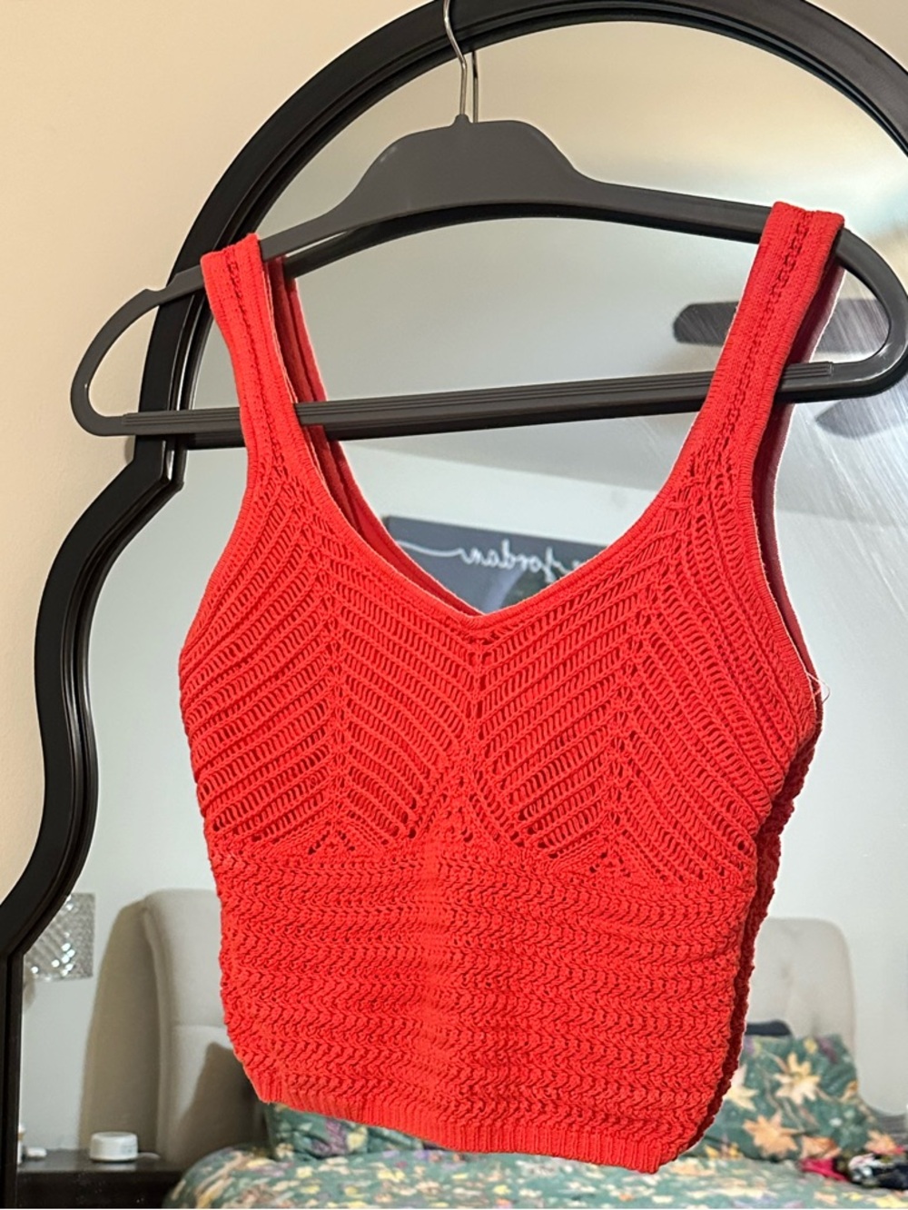 Women’s Abercrombie Red/orange crochet Knit Cropped Tank Top